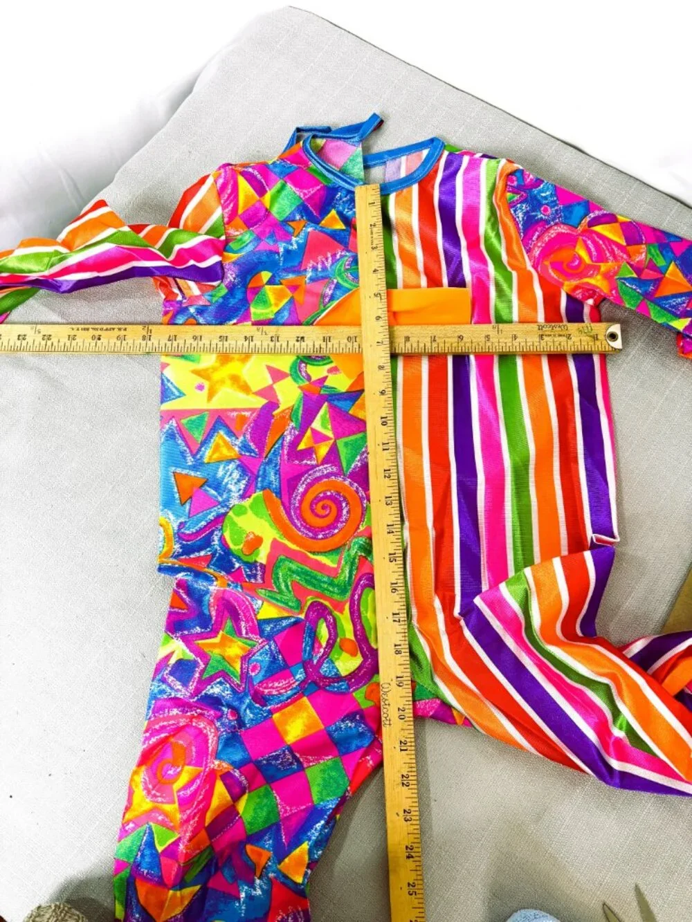 Rubie’s Clown Costume Hot pink Lime Green Blue Floral and Stripe NWT Sz 8-10 - Picture 6 of 10